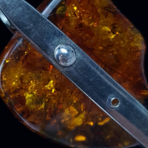 24" genuine 925 silver necklace w/Amber pendant - Picture 5 of 8